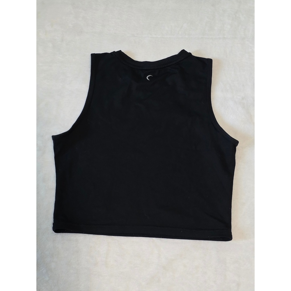 Zyia Active Women Black Crop Tank Top Size L Sleeveless Muscle Gym Shirt